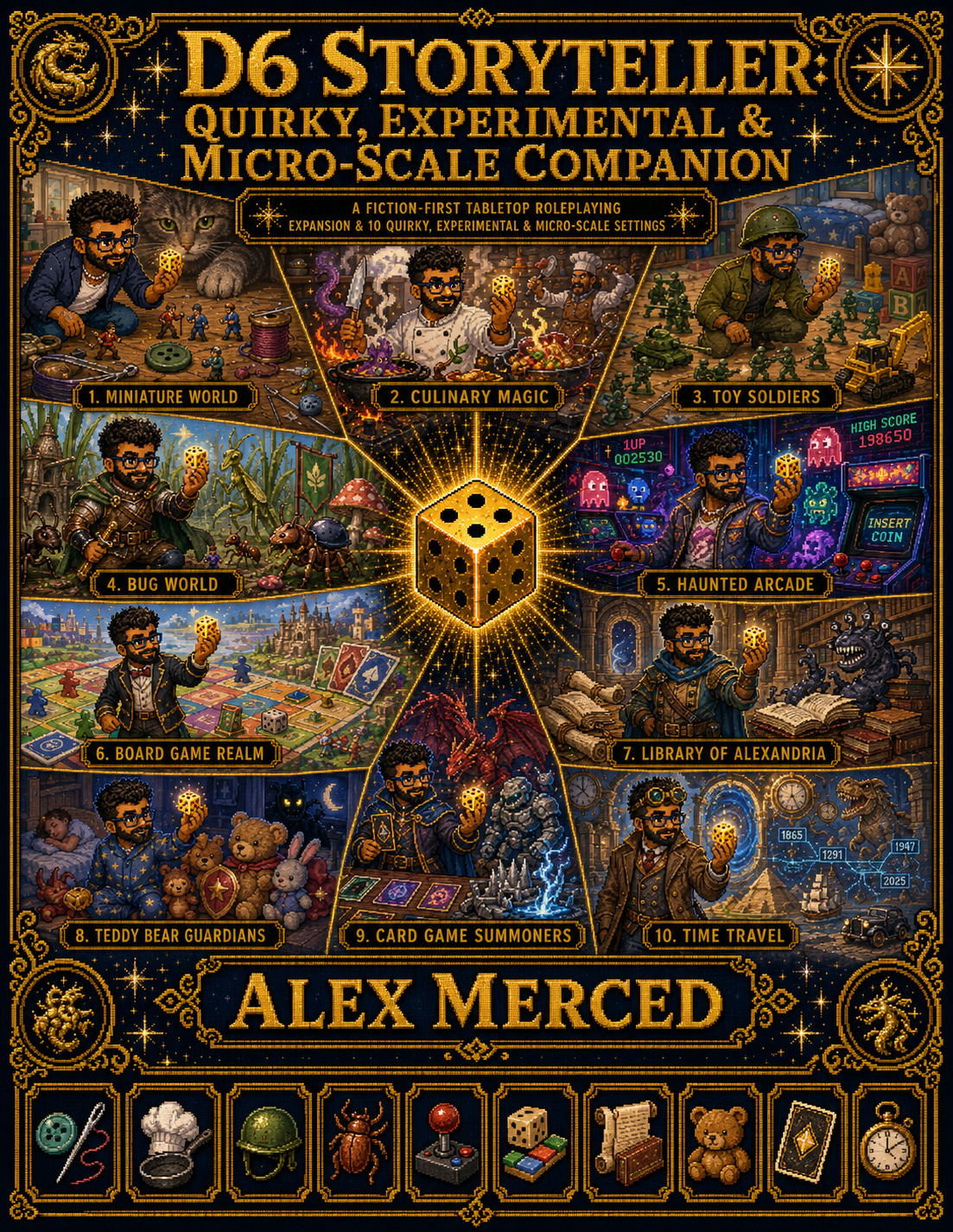 Pixel-art cover of D6 Storyteller: Quirky, Experimental & Micro-Scale Companion by Alex Merced