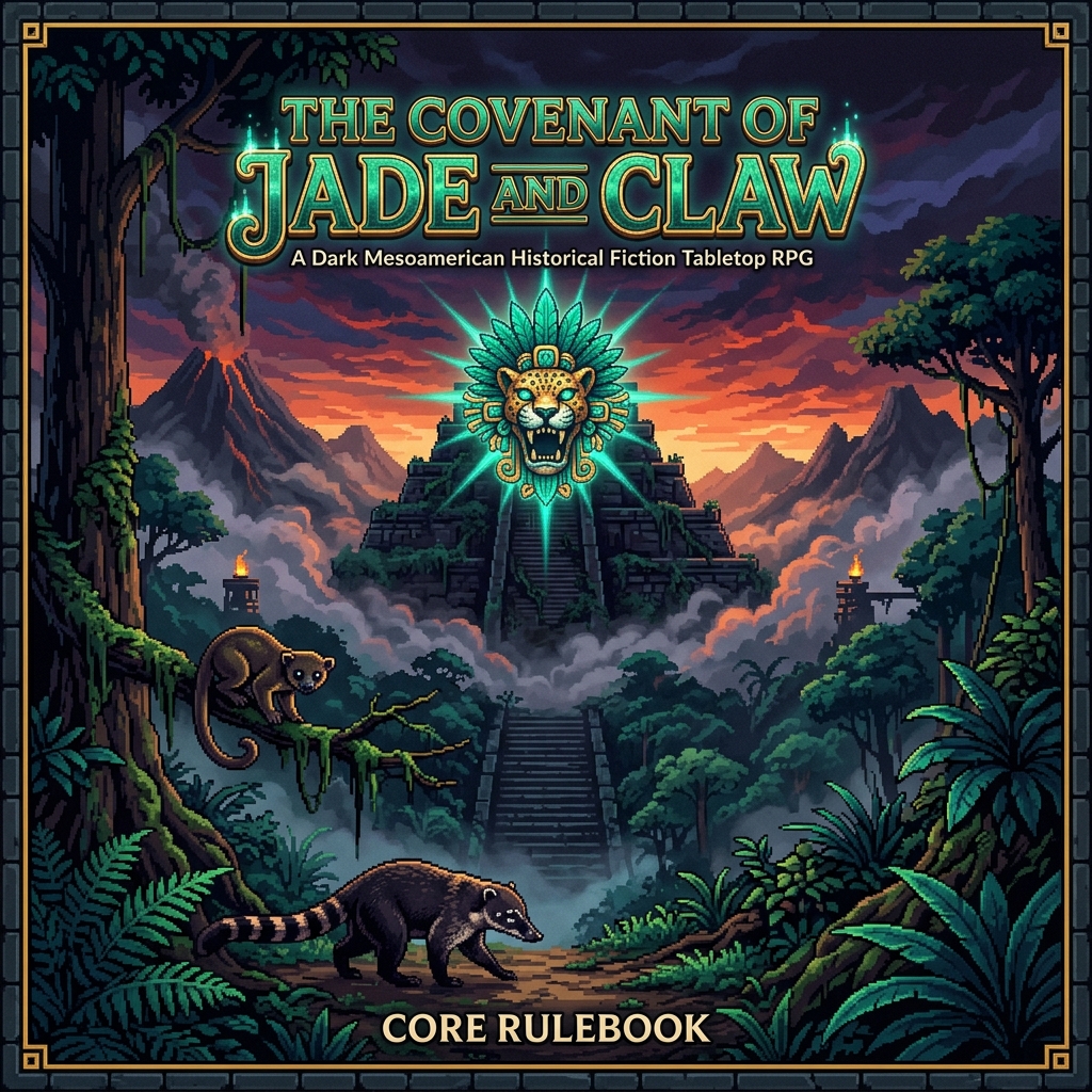 Pixel art cover of The Covenant of Jade and Claw by Alex Merced
