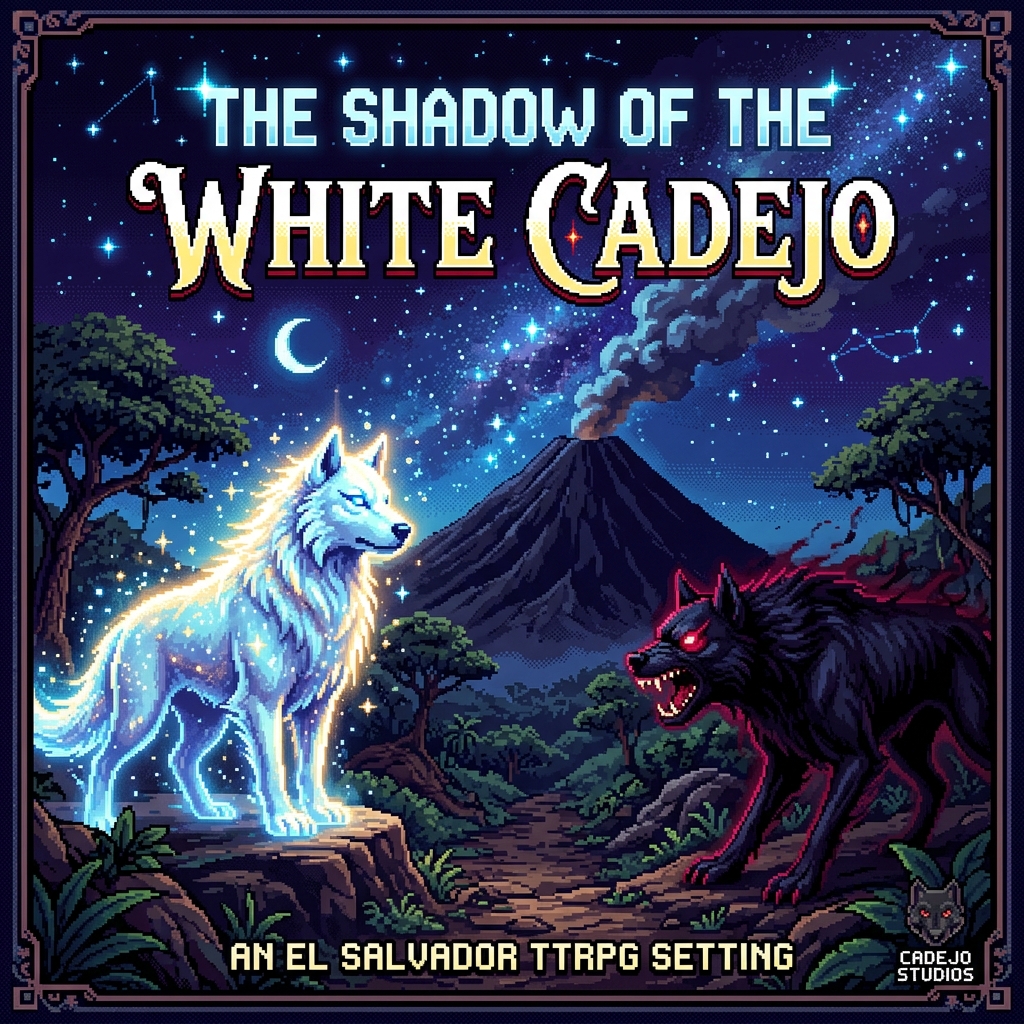 Pixel art cover of The Shadow of the White Cadejo by Alex Merced