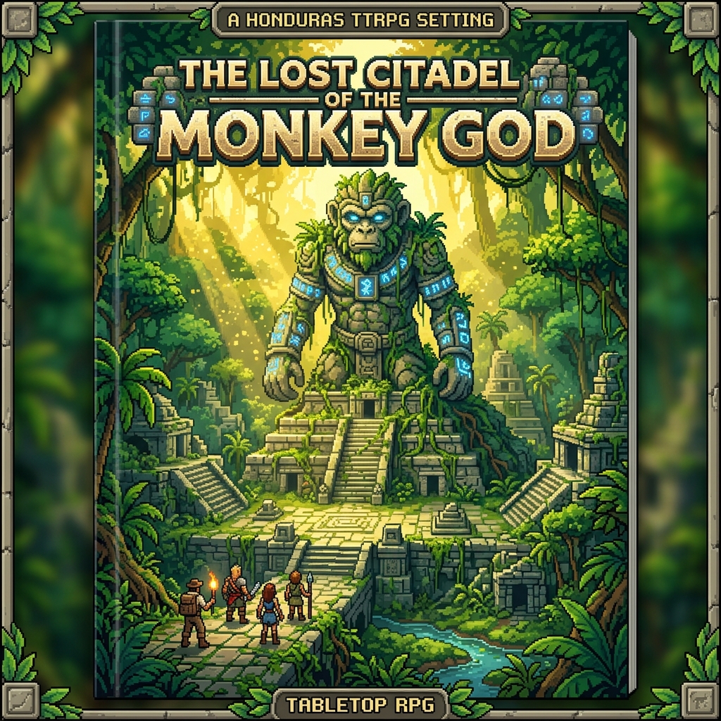 Pixel art cover of The Lost Citadel of the Monkey God by Alex Merced